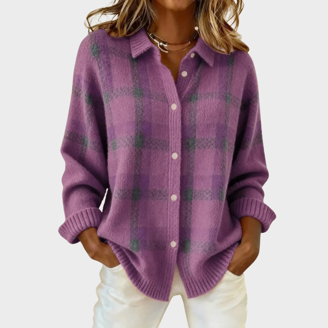 Mia | Checked Knit Cardigan