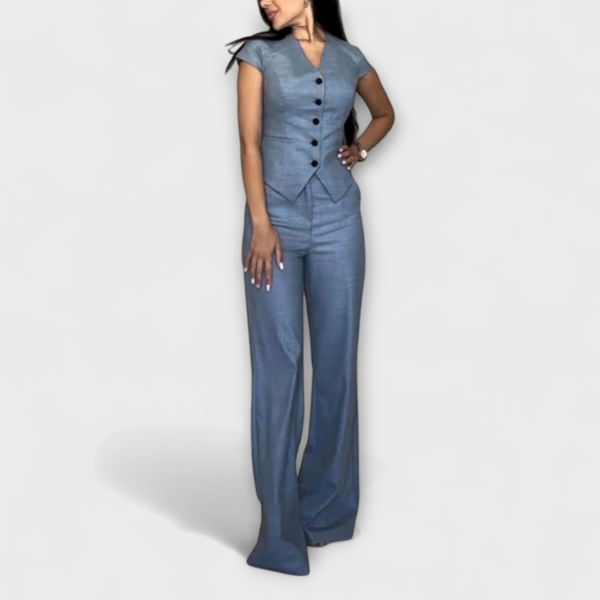 Ivy - Stylish V-Neck Top and Trouser Set