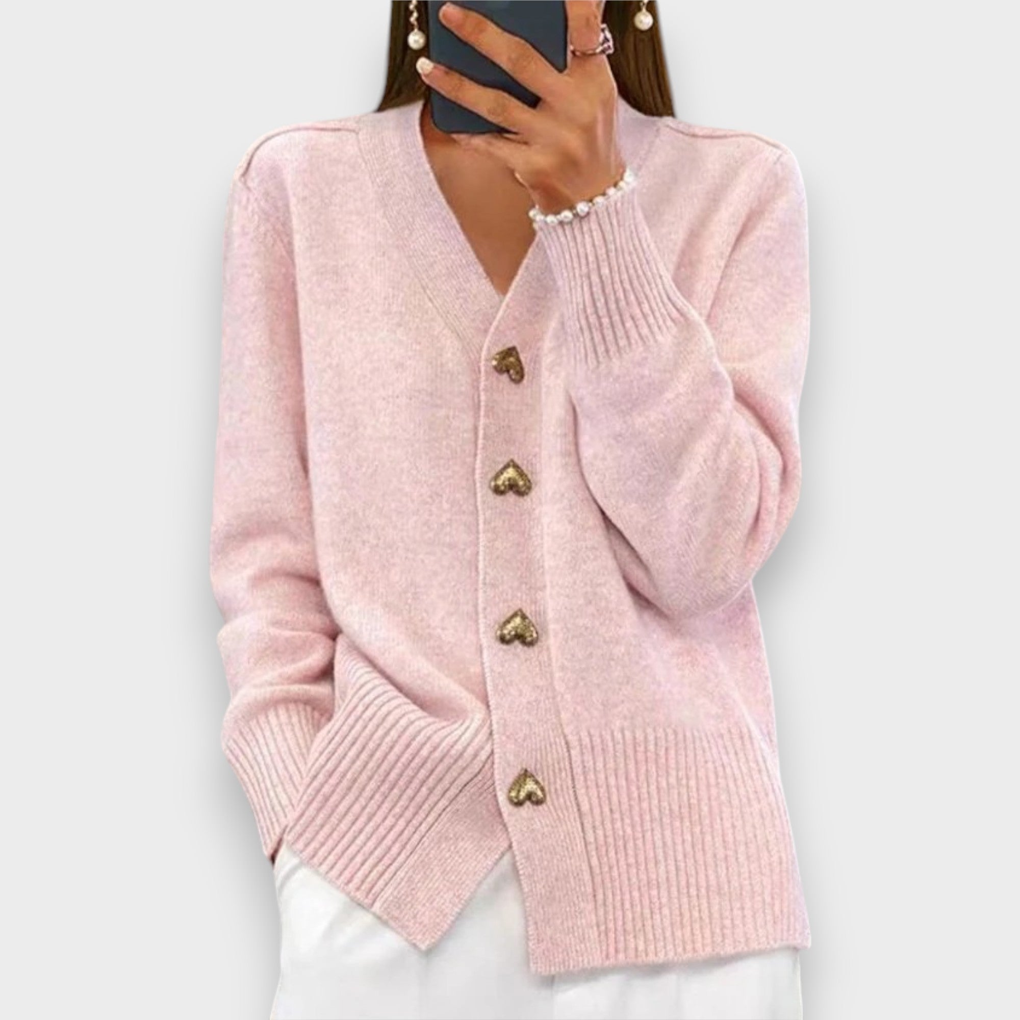 Armelle | Elegant Cardigan with Heart Buttons