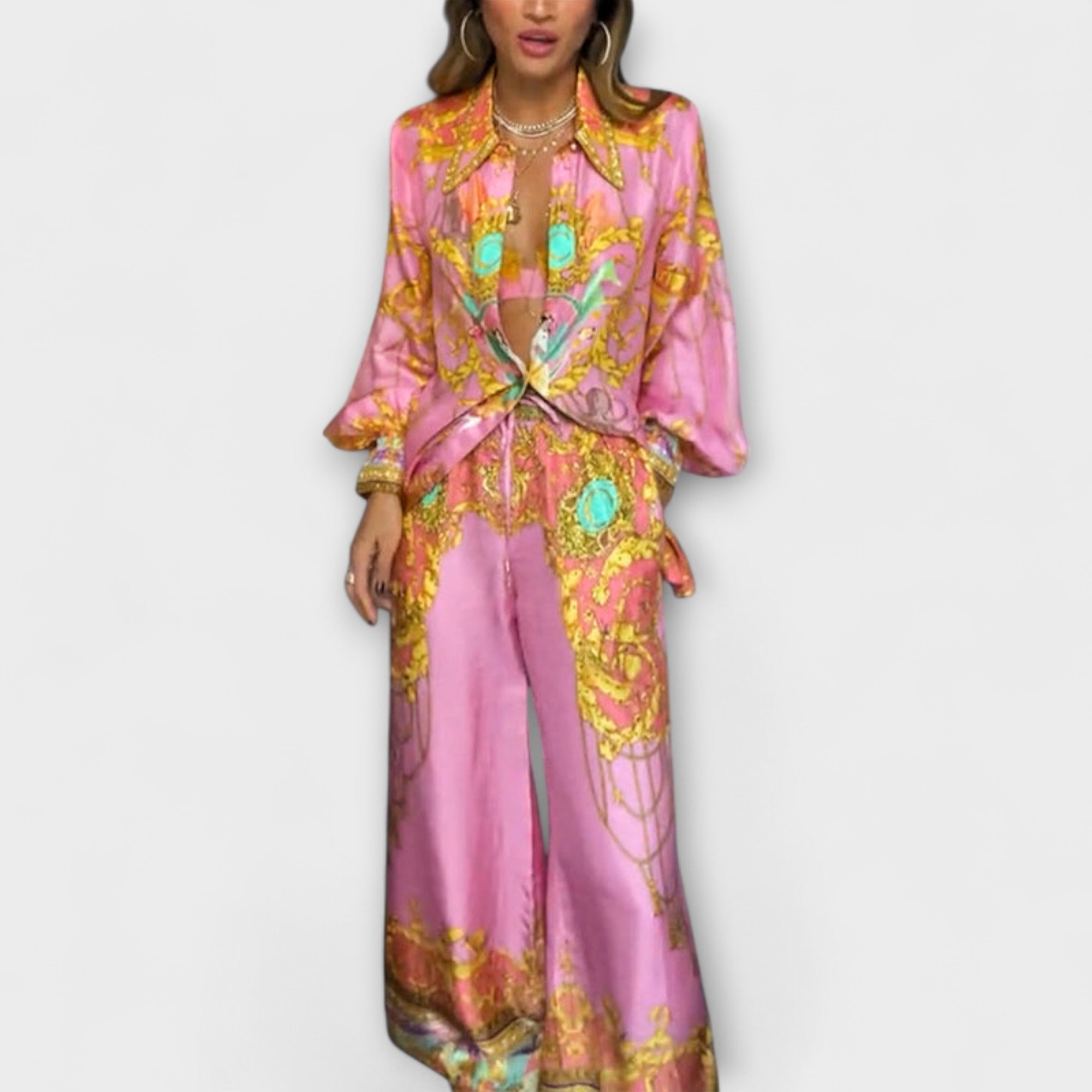 Sage - Mermaid Relaxed Shirt and Stretch Waist Trousers Set